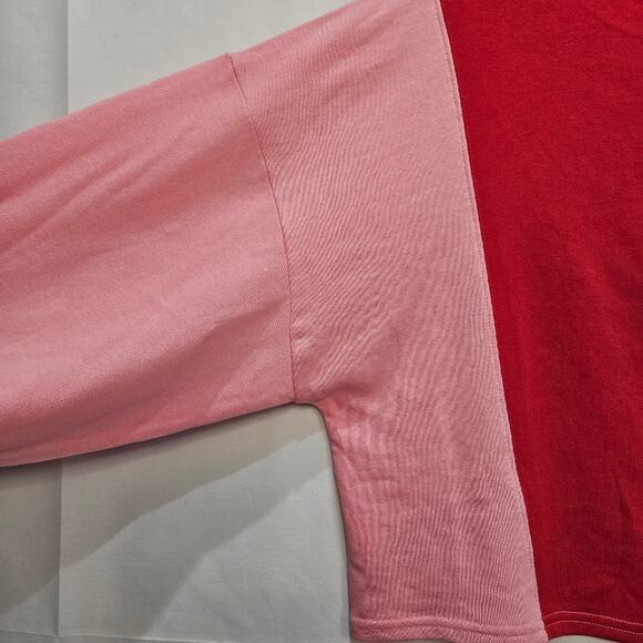Circus NY Cropped Crewneck Sweatshirt Puffed Cuff Red Pink Size Medium - Picture 5 of 9